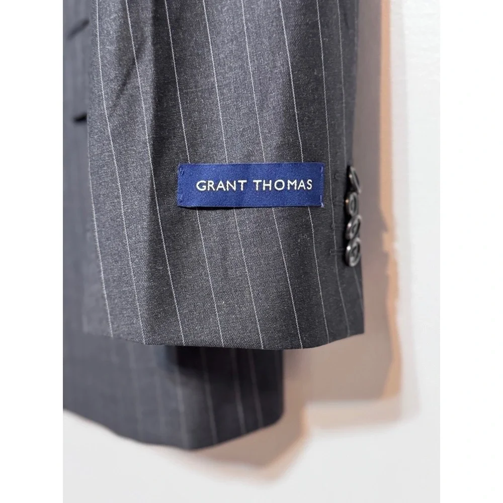 Grant Thomas Quiet Luxury Pinstripe Suit Jacket Mens 44R Wool Old Money